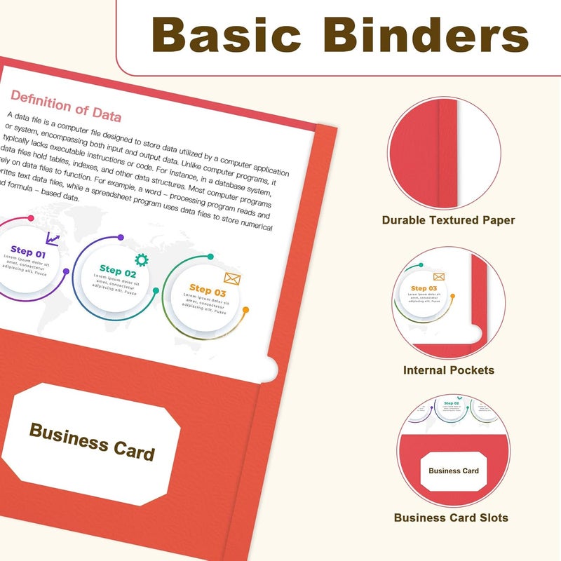 LAYZZ Folders with Pockets, 60 Pack Paper Pocket Folders, 2 Pocket File folders Fits Letter Size Paper, for School Office and Home (Red) - Image 3